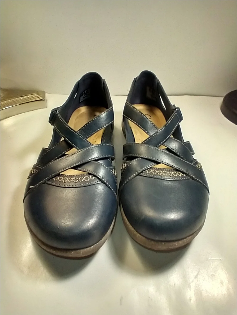 Clarks Roseville Step Mary Jane Blue Leather Comfort Flats Women's sz 9.5M.